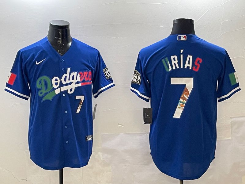 Men Los Angeles Dodgers 7 Urias Blue Fashion 2025 Nike MLB Jersey style 8